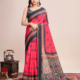 Munir Floral Linen Blend Saree-image-22