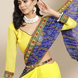 KALINI Floral Embroidered Pure Georgette Bandhani Lehenga Saree-picture-41