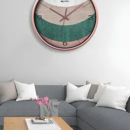 OLIVE TREE Copper-Toned & Green Colourblocked Contemporary Wall Clock-13