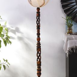 Devansh Brown & Beige Wooden Floor Lamp With Shade-33