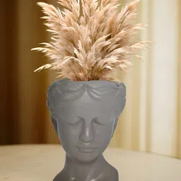 Myntra Elegant Homes Grey Glossy Human Face Shaped Flower Vase-image-27