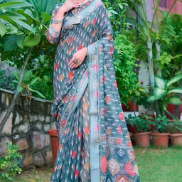 Sidhidata Floral Block Print Saree-picture-12