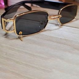 SPADEACES Men Rectangle Sunglasses Ring Gold Black-22