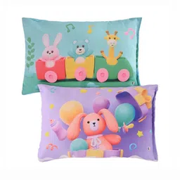 Aura Purple Set of 2 Cotton 12x18 Kids Pillow Filled Cotton Sleep Pillow-34