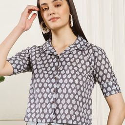Ravaiyaa Women Roll-Up Sleeves Pure Cotton Shirt Style Top-image-85