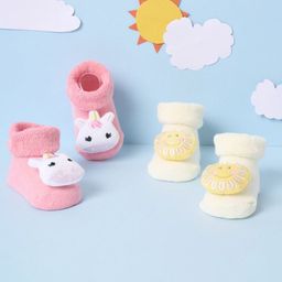 KICKS & CRAWL Infants Pack Of 2 Patterned Ankle Length Socks-31