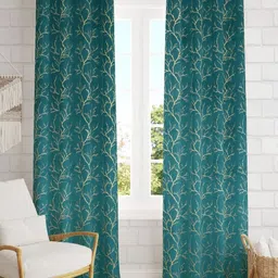 Galaxy Home Decor 2 Pieces Floral Room Darkening Long Door Curtain-image-71