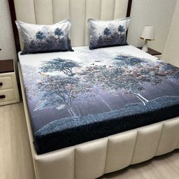 Pure Decor MajesticBlue Floral Printed 240 TC Cotton King Bedsheet Set 2.74 m x 2.74 m-picture-44