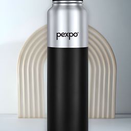 Pexpo Silver-Toned & Black Single Stainless Steel Single Wall Vacuum Water Bottle-28