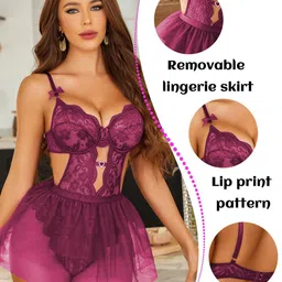 FIMBUL Net Shoulder Straps Self Design Baby Doll image 2