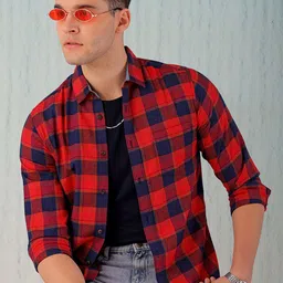 HARDSODA Men Spread Collar Tartan Checked Casual Shirt-image-63