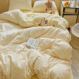 JC HOME Yellow & Red Geometric Polycotton 4 Piece Double Extra Large Regular Bedding Set-picture-21