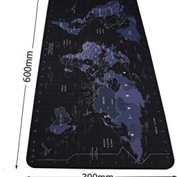 Inovera World Map Anti-Slip Desk Mat Rubber Stitched Mouse Pad Computer (Black, Medium) Mousepad image 2