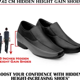 yuvrato baxi Black Casual Formal Slipon Outdoor Party Wear Shoes With 3 Inch Hidden Height Slip On For Men-picture-21