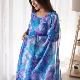 BAESD Abstract Printed Anarkali Ethnic Dress With Dupatta image 2