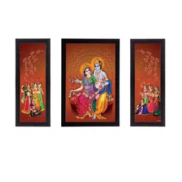 eCraftIndia Set of 3 Multicoloured Radha Krishna UV Wall Art-image-31