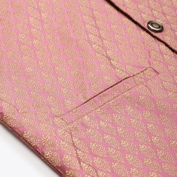 SOJANYA Men Peach-Coloured Ethnic Motifs Mirror Work Kurta with Pyjamas & Nehru Jacket image 2