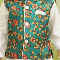 BownBee Boys Mandarin Collar Regular Kurta with Pyjamas And Printed Nehru Jacket image 2