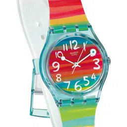 Swatch Unisex Multicoloured Printed Dial & Multicoloured Ceramic Straps Analogue Watch image 2