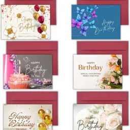 4.1x5.8inches Combo Pack Of 6 Printed A6 Size Blank Inside Birthday Greeting Card-29