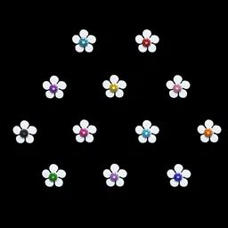 Comet Busters White Embellished Flower Shaped Reusable Designer Stickers - 12 Pcs image 2
