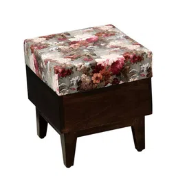 Globally Indian Set of 2 Multi-Coloured Mango Wood Ottomans image 2