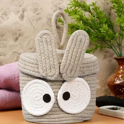FABINALIV Beige & White Cartoon Designed Multipurpose Foldable Organiser With Lid image 4