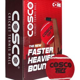 Cosco Tuff Heavy Cricket Tennis Ball - 6 Balls In One Box Red-16