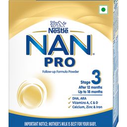 NAN PRO Stage 3 Follow-up Formula Milk Powder for babies (After 12 months) with DHA-ARA 400 gm Bag-In-Box Pack-2