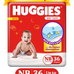 Huggies Dry Tape, Up to 2x Faster Absorption | Adjustable Tape Diapers New born - S Size, 36 Diapers-11