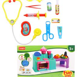 Fun Dough Kitchen Playset - Multi Color & Disney Mickey Mouse Doctor Set Multi Color - 10 Pieces-46
