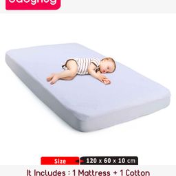 Babyhug Baby Mattress Floral Design (Color And Design May Vary) & Babyhug Waterproof Mattress Protector Fitted Sheet - White-image-25