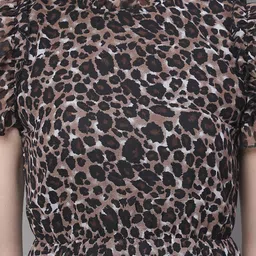 MINI & MING Abstract Printed High Neck Georgette A-Line Dress image 2