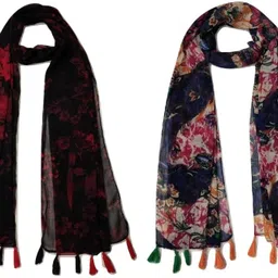 stolevilla Printed Chiffon Women Multicolor Scarf, Stole, Fancy Scarf-picture-30