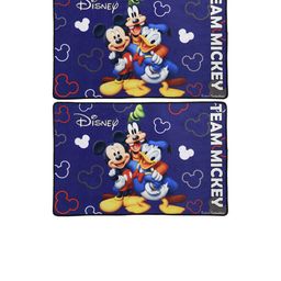 Kuber Industries Set Of 2 Blue & White Disney Mickey Mouse Printed Anti-Skid Doormats-64