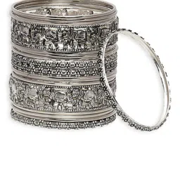 OOMPH Set Of 18 Silver Plated Elephant Design Bangles image 4
