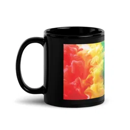 RISH Black & Green Printed Ceramic Glossy Microwave Safe Mug-325ml image 2