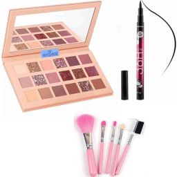 Makeup Kit with Eyeshadow Palette, 5 Pcs Brushes & 36H Eyeliner-image-96