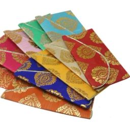 Premium Raw Silk Fabric Printed Money Gift Envelopes for Wedding/Marriage/Birthday(Multi Colours) - Pack of 25 Envelopes-15