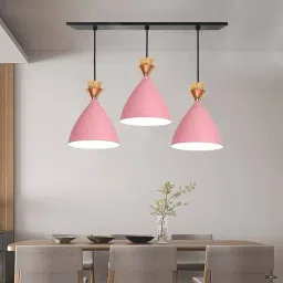 Hanging Bell Shade Light, (Pink, 3 Light Linear) Pendants Ceiling Lamp-image-17