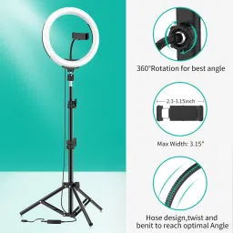 Webilla 10" Ring Light with Tripod Stand (63" Tall) with Phone Holders, Magicfun Led Ring Light for Camera/Video/Makeup/Live Stream/Photography/YouTube/TikTok, Compatible with iPhone/Android Ring Flash-15