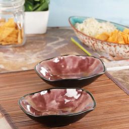 Handpainted Black & Purple 350ml (Set of 2) Ceramic Dinner Bowl by Vareesha-picture-16