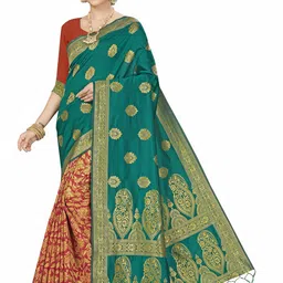 Maroosh Woven Design Ethnic Motifs Zari Banarasi Saree-image-19