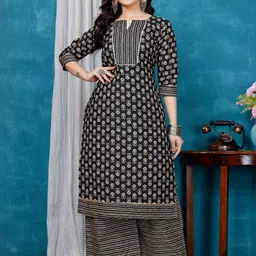 ZELZIS Women Ethnic Motifs Printed Regular Pure Cotton Kurta with Palazzos-picture-27