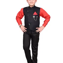 VALUE CREATION Boys Mandarin Collar Neck Single-Breasted Three-Piece Suit-12