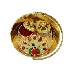 Anouk Set Of 3 Stones Studded Thread Rakhis With Card & Pooja Thali image 5