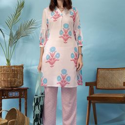 Anouk Women Floral Printed Regular Kurta with Trousers-14