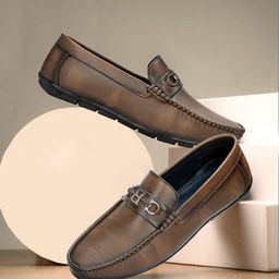 INKLENZO Men Slip-On Round Toe Loafers-image-78