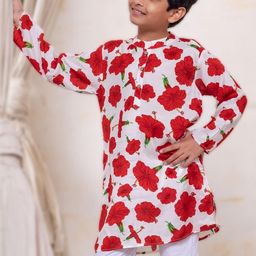 Tura Turi Boys Printed Art Silk Kurta Sets-image-89