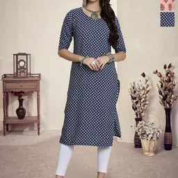 HERE&NOW Selection Of 3 Floral Printed Round Neck Straight Kurtas-image-97